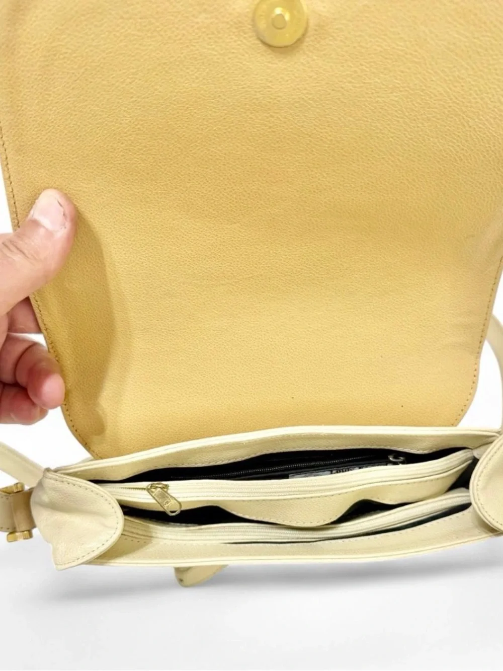 Louis Feraud Cream Leather Crossbody Bag